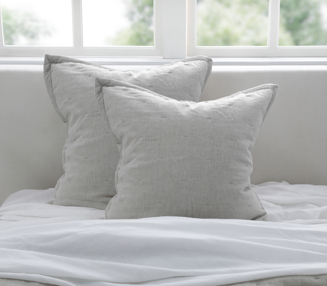 MM Linen - Laundered Linen Duvet Cover Set -  (Lodge and Tassel Pillowcases and Euros Sold Separately) - Natural image 2
